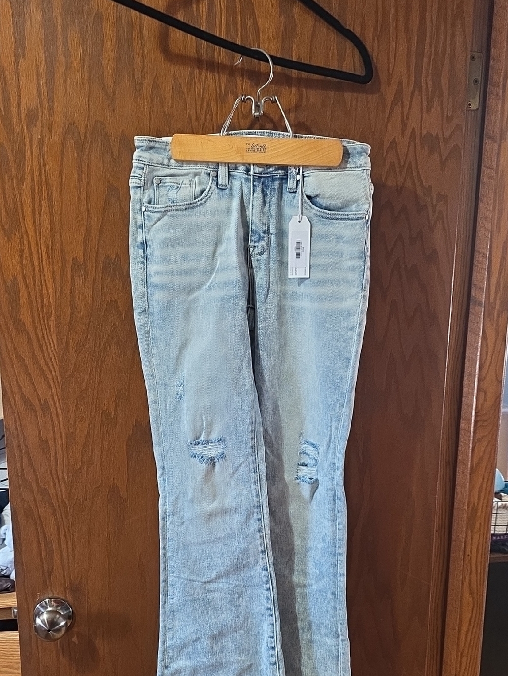 Light Blue Distressed Wide Leg Jeans - Women's Flare Denim